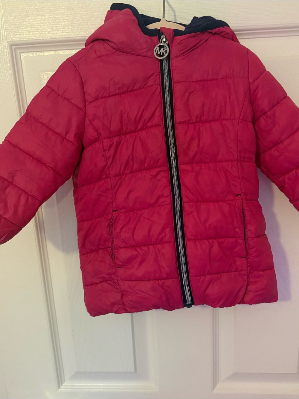 MICHAEL Michael Kors Hot Pink Quilted Hooded Puffer Jacket - Kids